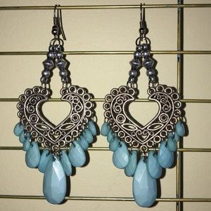 Heart-shaped hook earrings